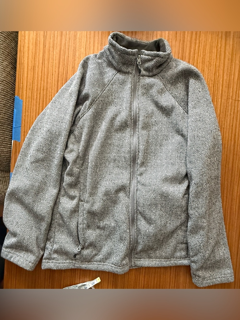 Light Gray Herringbone Full-Zip Shirt Jacket